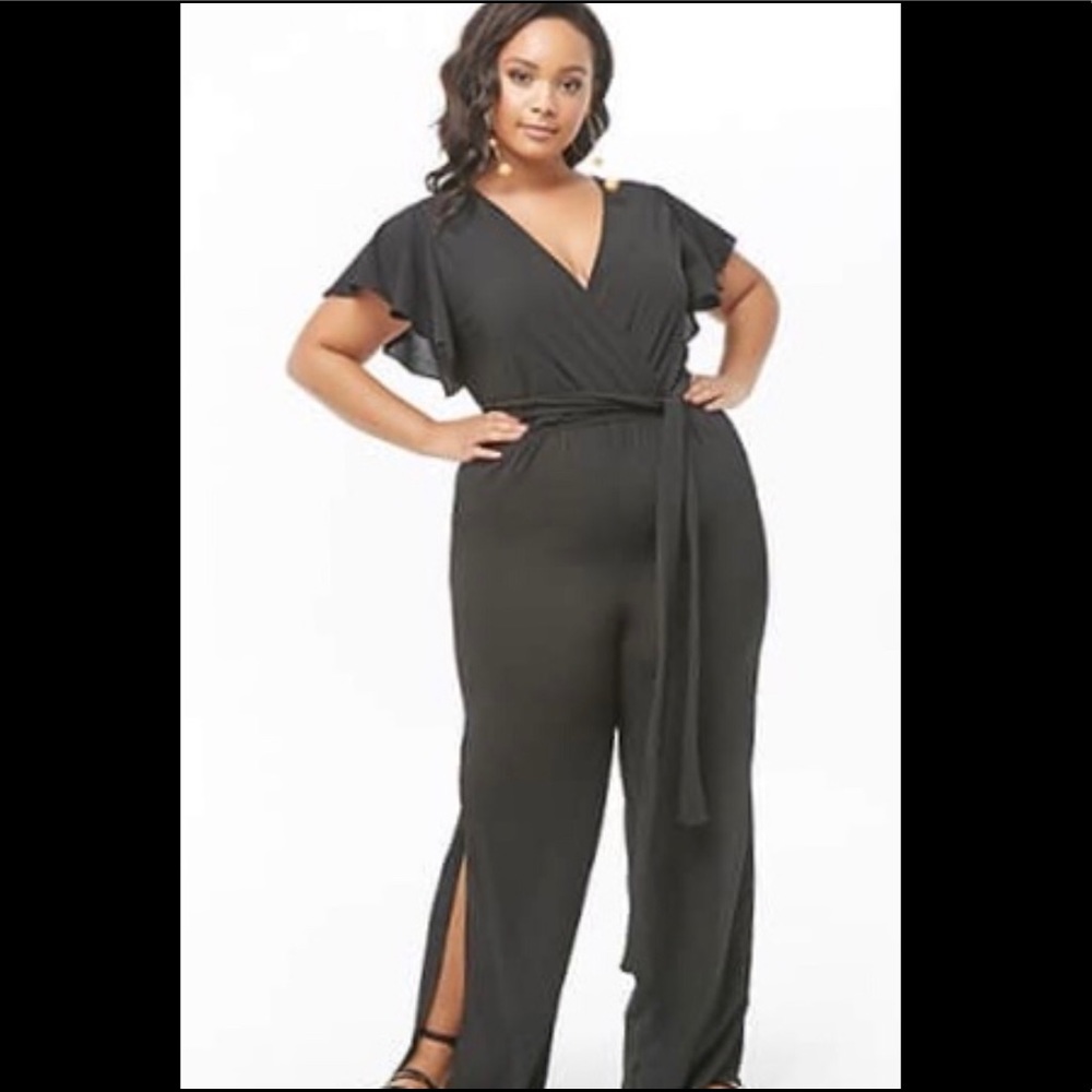 Plus Size Ruffle Surplice Jumpsuit